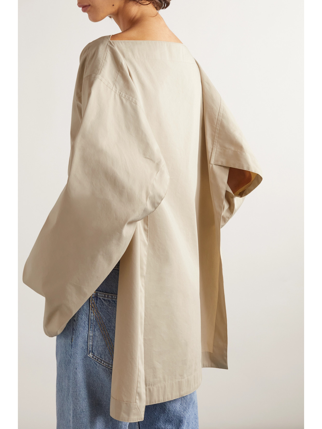 BOTTEGA VENETA ASYMMETRIC DRAPED COTTON AND SILK-BLEND TOP