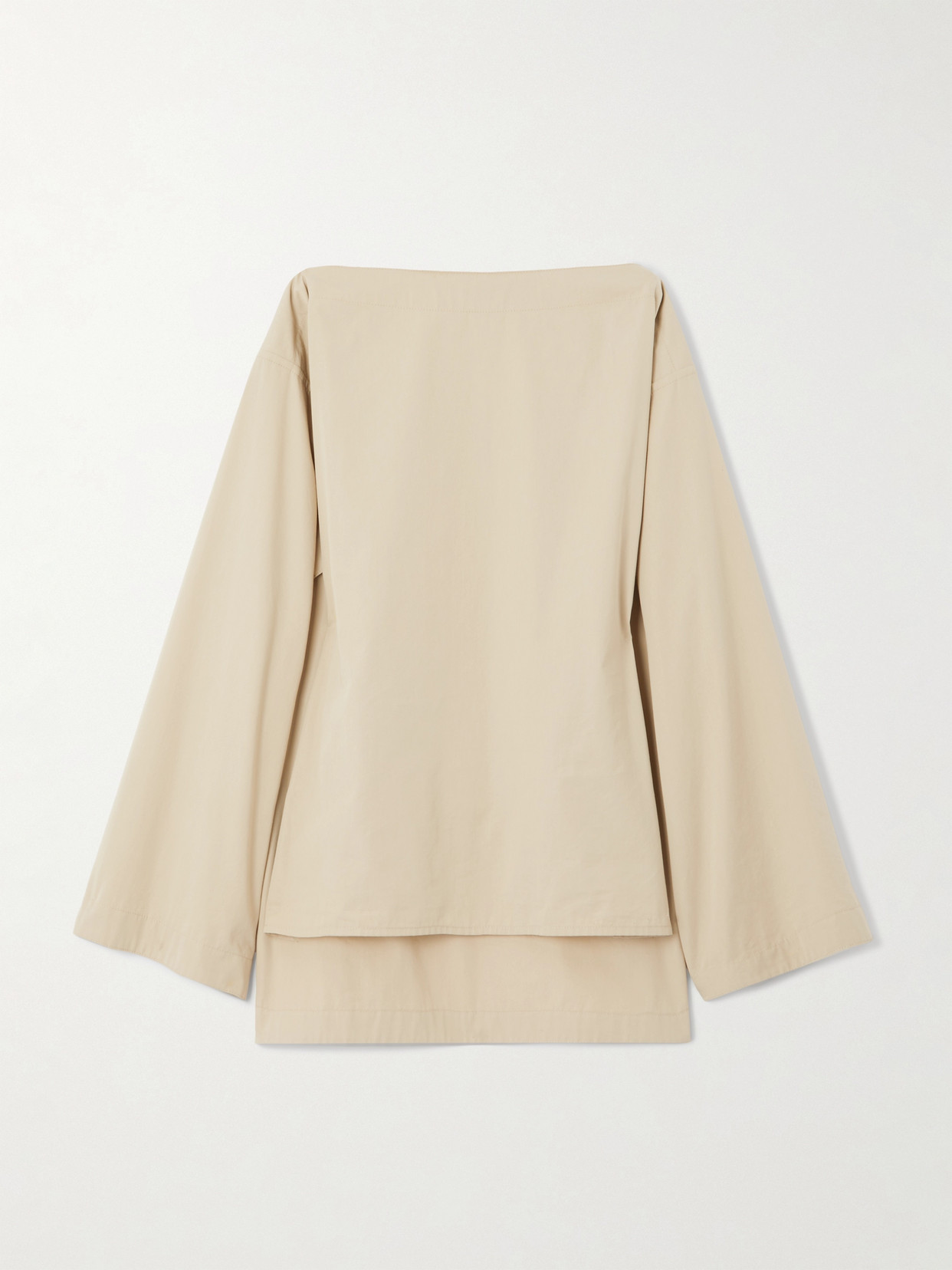 BOTTEGA VENETA ASYMMETRIC DRAPED COTTON AND SILK-BLEND TOP