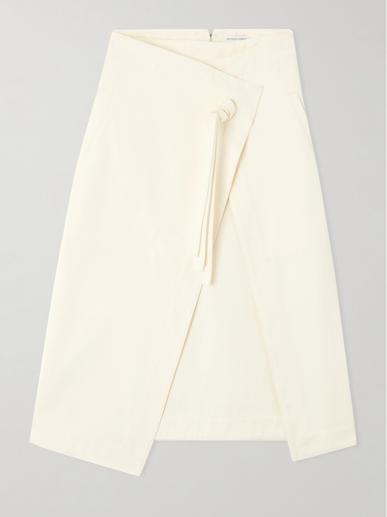 Bottega Veneta - Wrap-effect Cotton-twill Midi Skirt - Ivory