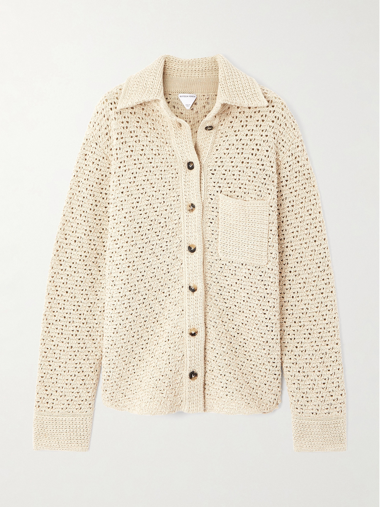 Shop Bottega Veneta Crocheted Cotton Shirt In Ivory