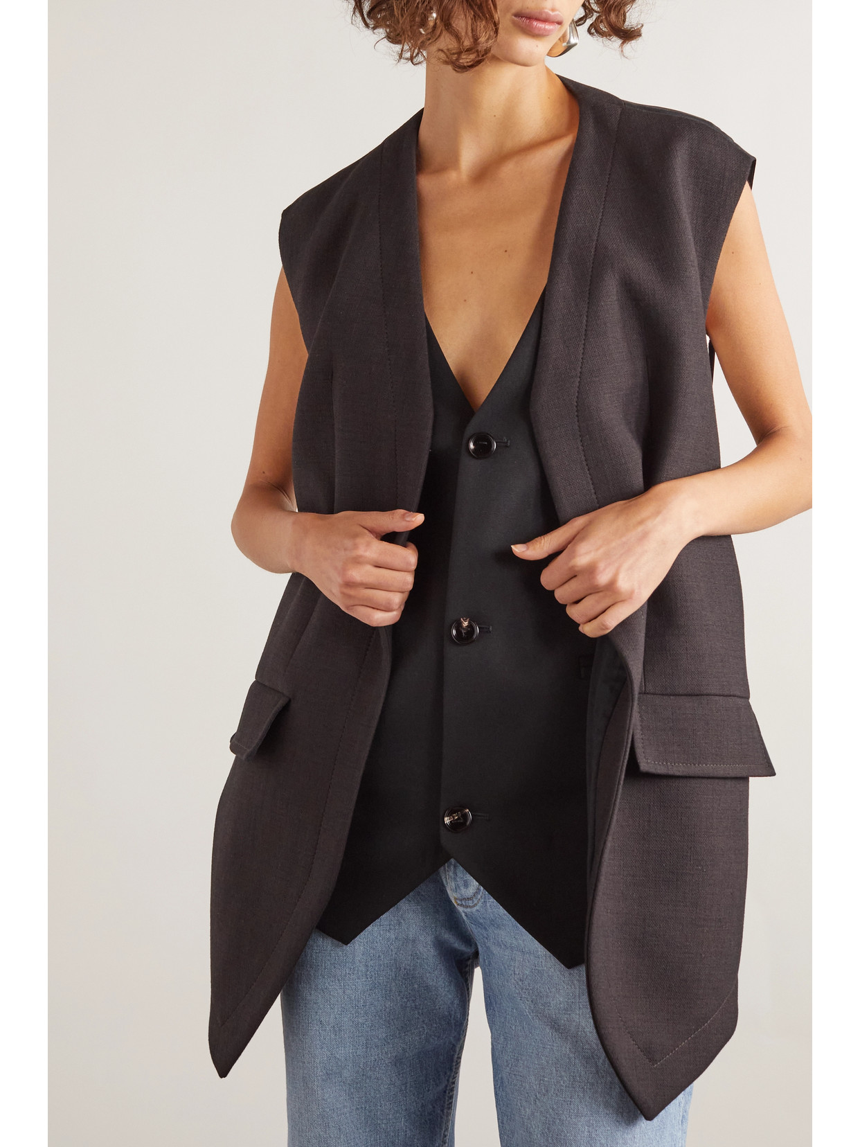 Cotton-Blend Crepe Vest