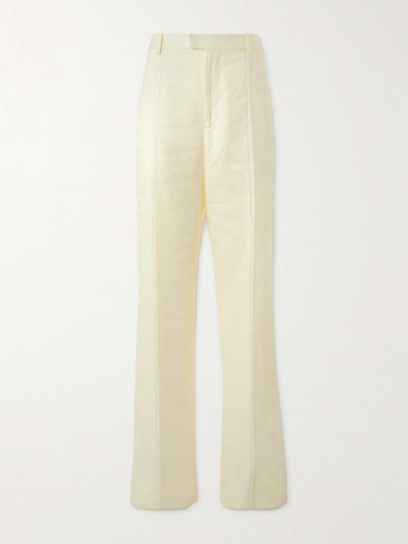 Bottega Veneta Embroidered Linen Straight-leg Pants