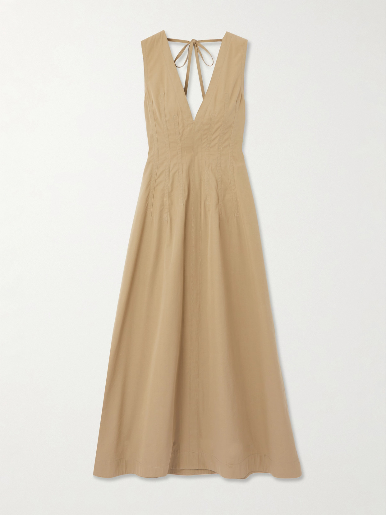 Bottega Veneta - Tie-detailed Cotton-blend Maxi Dress - Neutrals