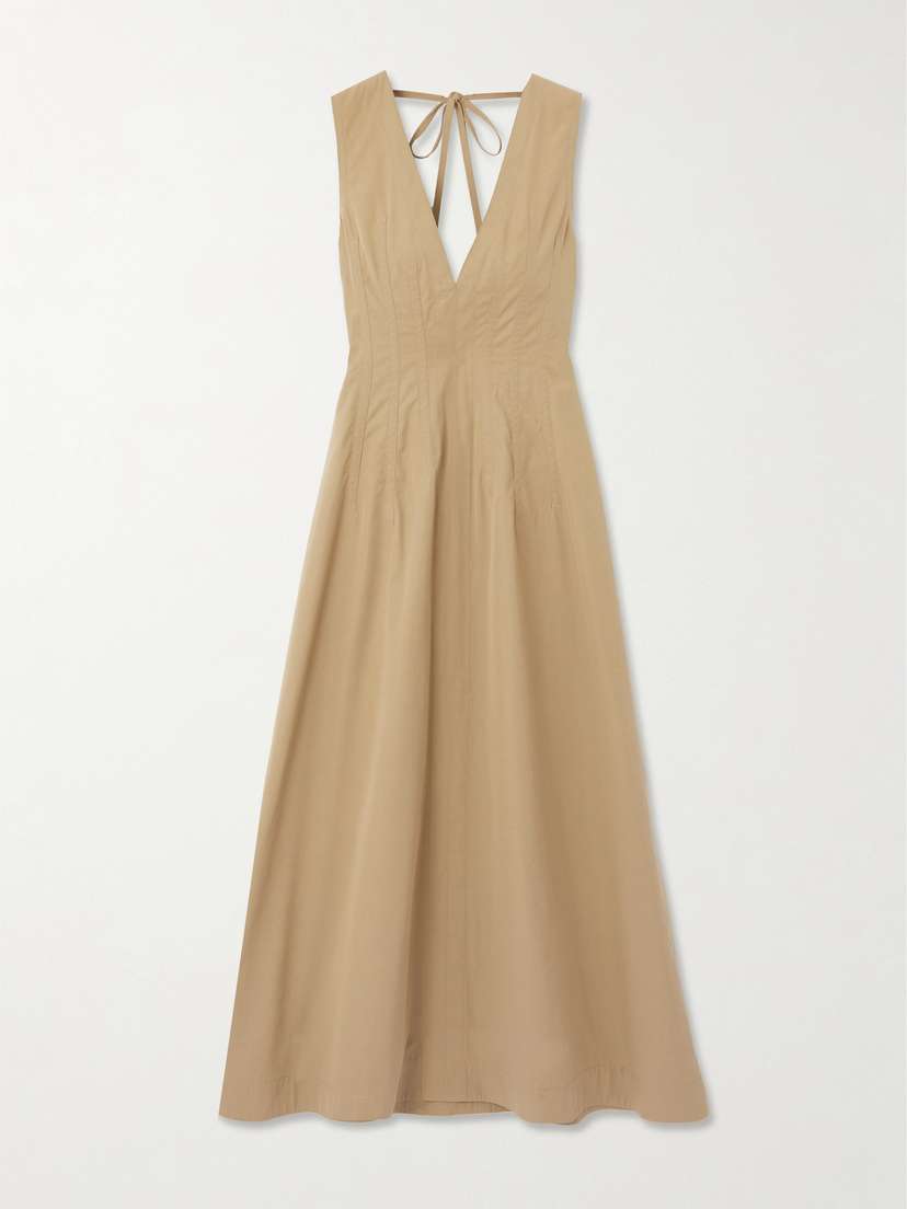 Bottega Veneta Tie-detailed Cotton-blend Maxi Dress