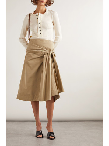 Bottega Veneta Knotted cotton-blend midi skirt