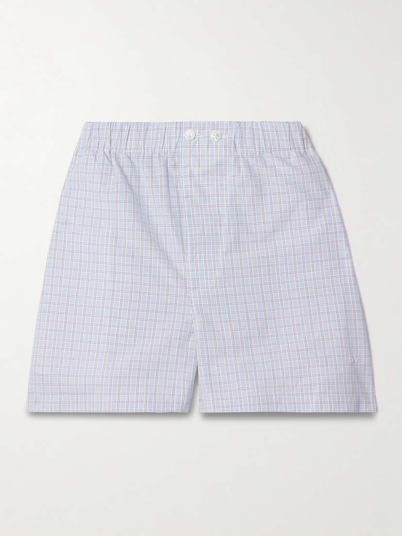 Bottega Veneta Checked Cotton And Linen-blend Shorts