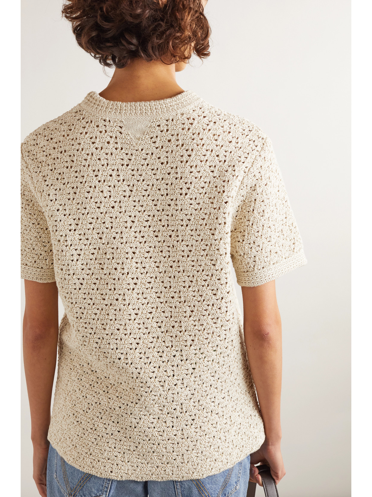 Crochet-Knit Cotton T-Shirt