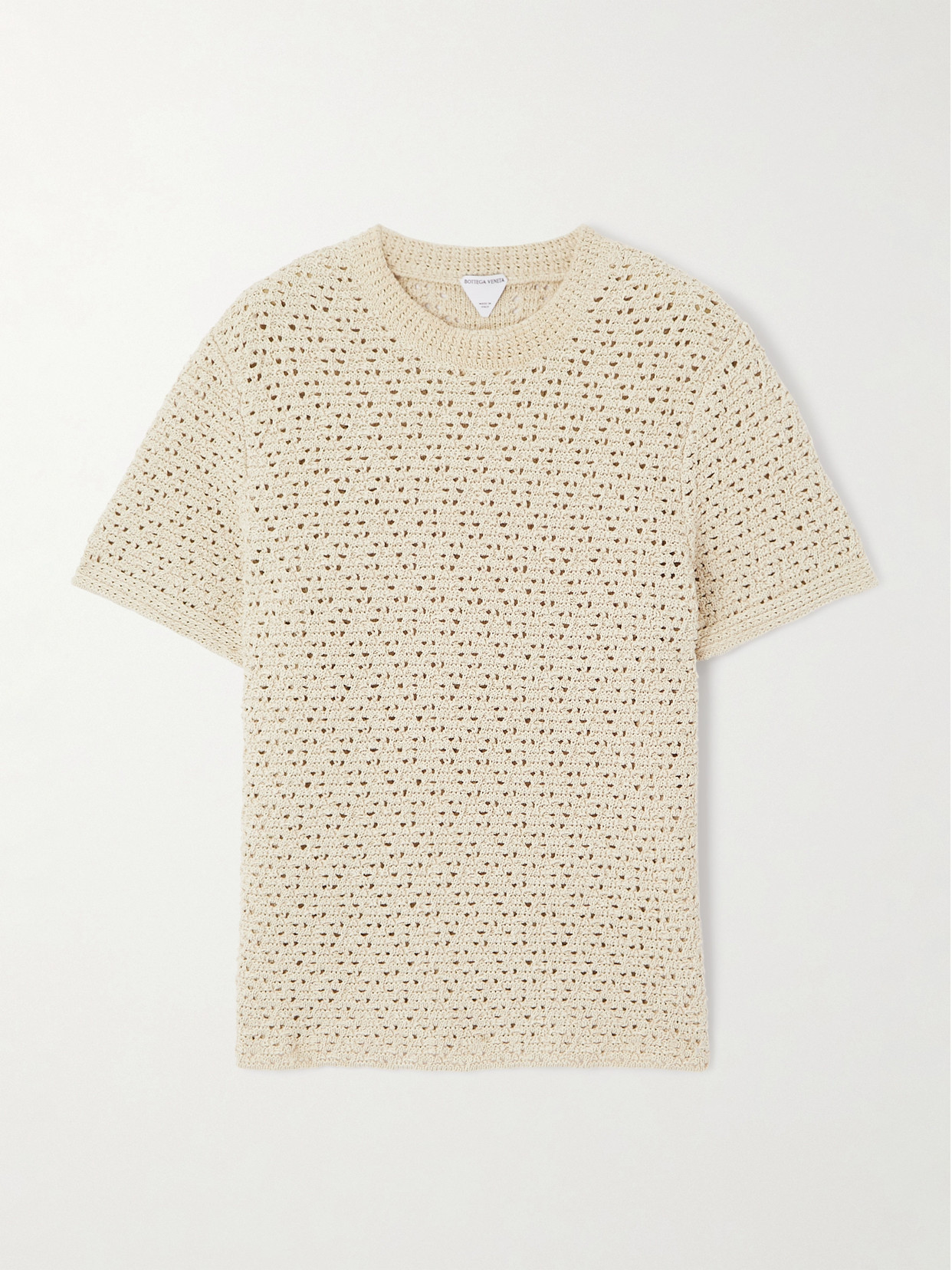 Bottega Veneta - Crochet-knit Cotton T-shirt - Ivory