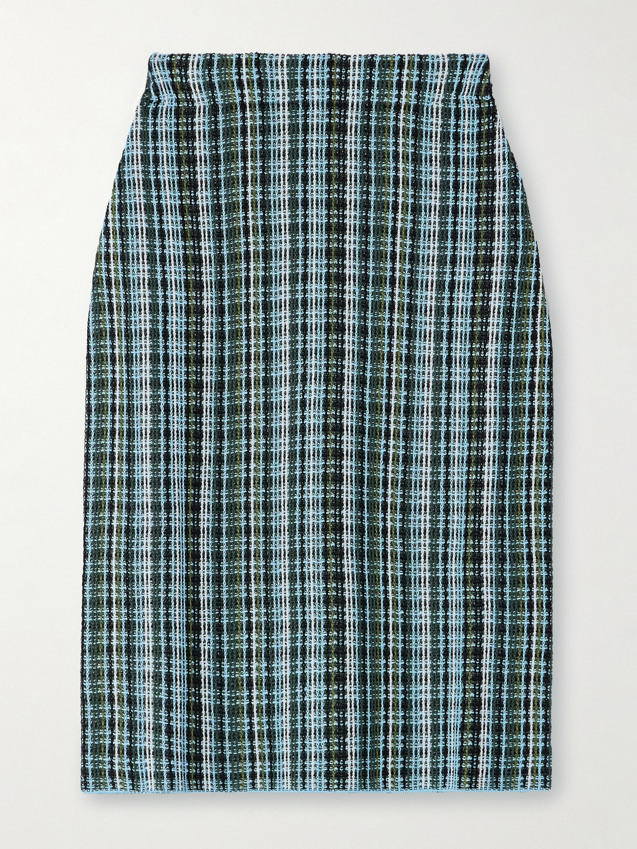 Bottega Veneta Checked Linen-blend Midi Skirt In Black