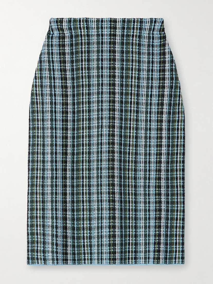 Bottega Veneta Checked Linen-blend Midi kirt