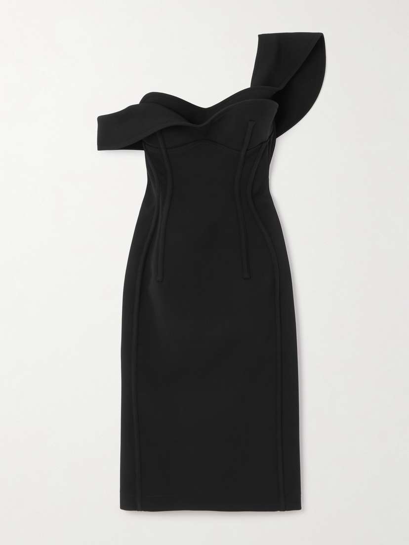 Bottega Veneta One-shoulder Wool Midi Dress