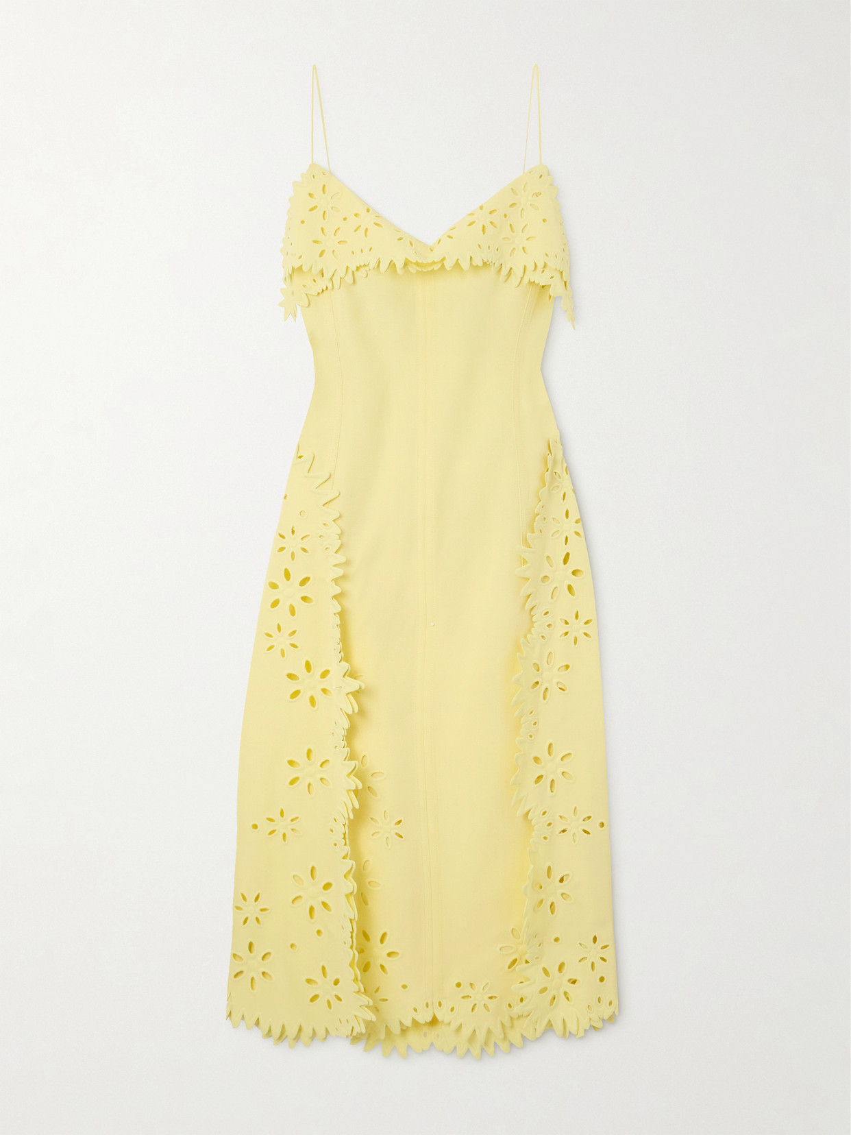 Bottega Veneta English Embroidery Viscose And Silk Dress In Yellow