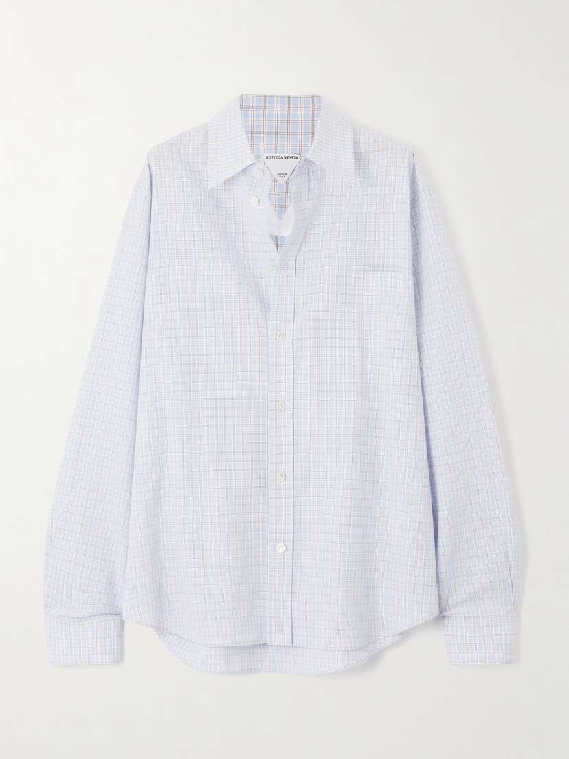 Bottega Veneta Checked Cotton And Linen-blend Shirt