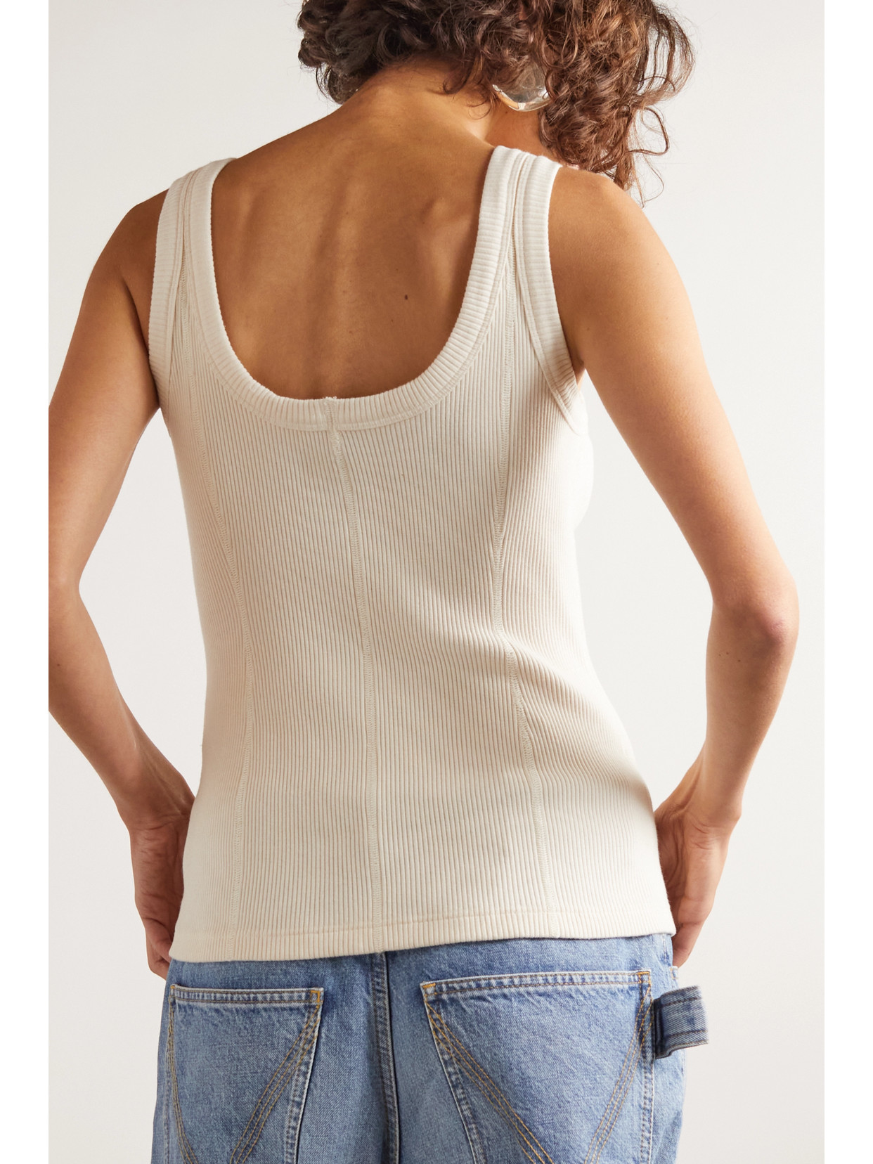 Button-Embellished Ribbed Stretch-Cotton Tank Top