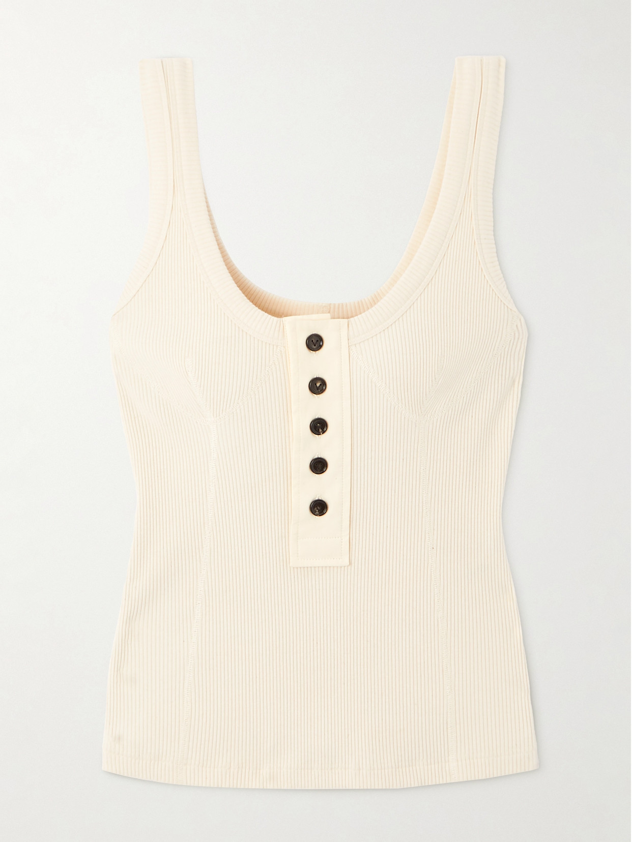 Bottega Veneta Ribbed Knit Cotton Tank Top In Ivory