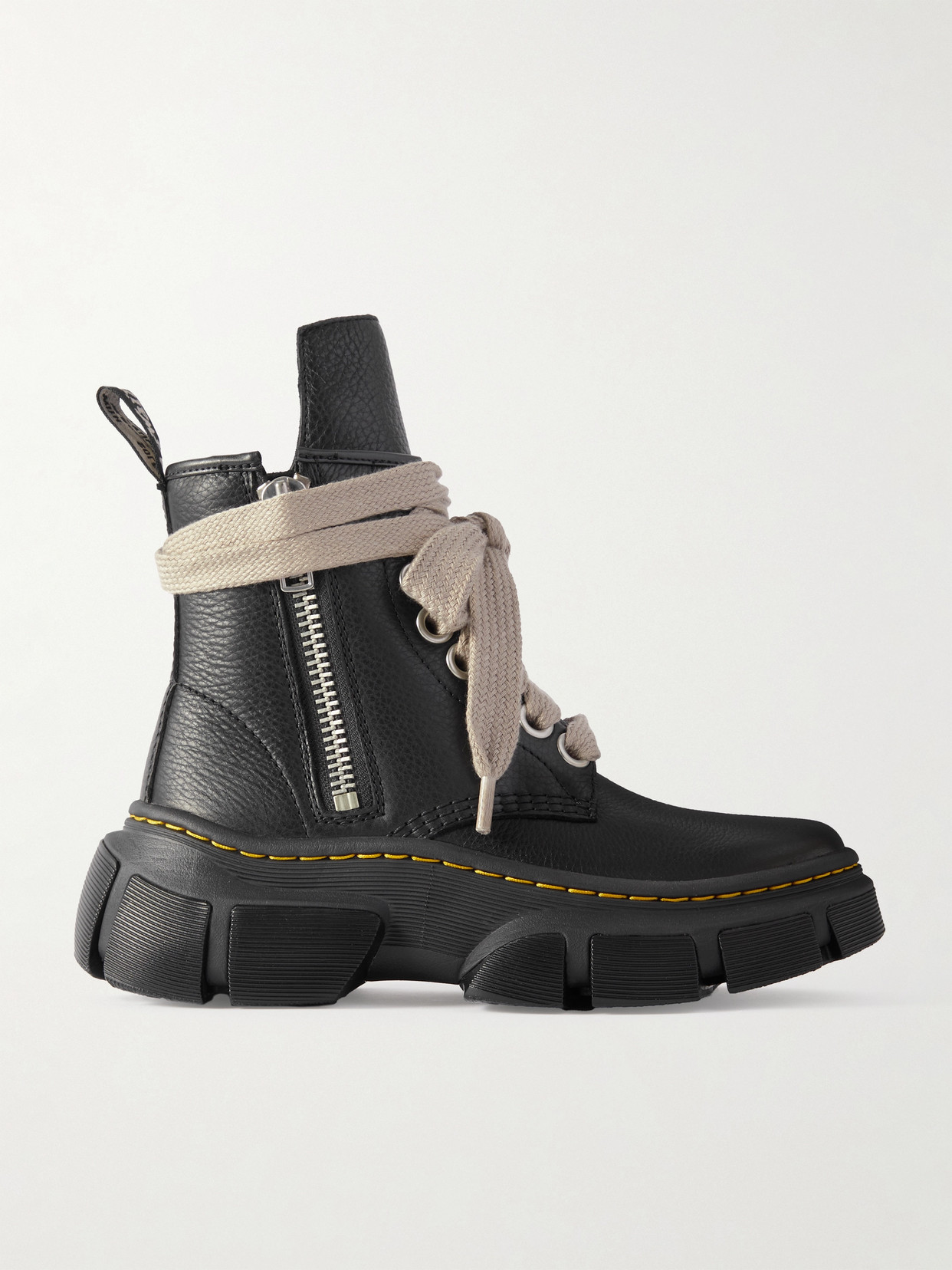 Rick Owens + Dr. Martens 1918 Dmxl Textured-leather Boots In Black