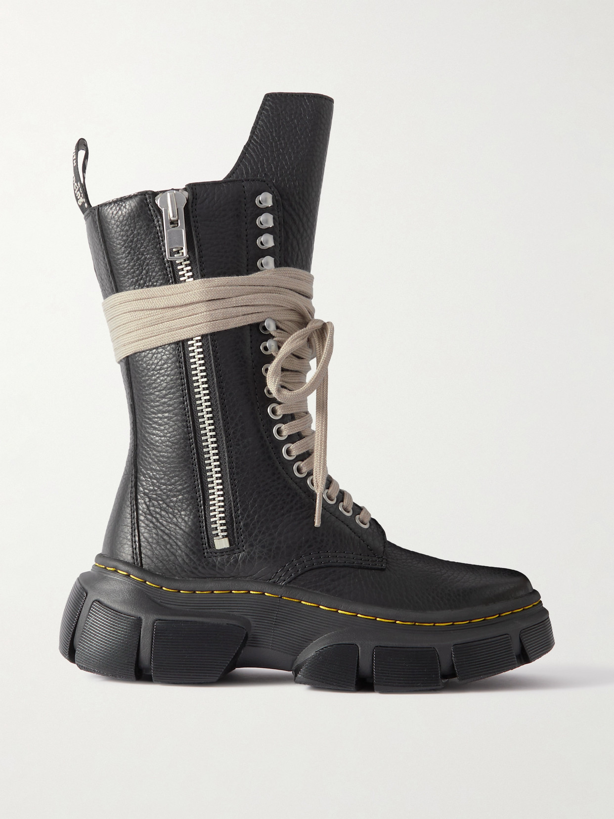 Shop Rick Owens + Dr. Martens 1918 Dmxl Textured-leather Boots In Black