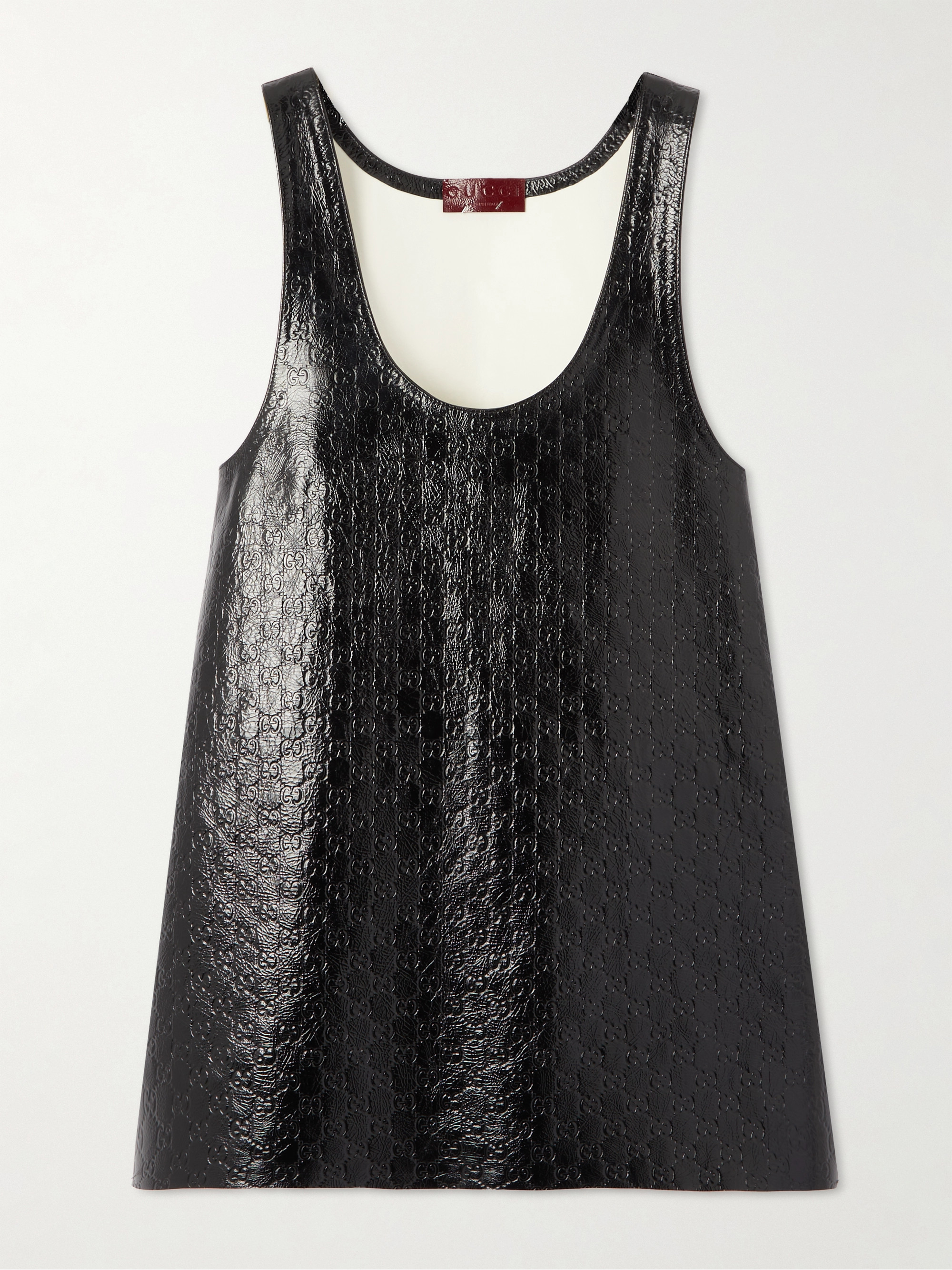 Gucci Embossed crinkled patent-leather mini dress