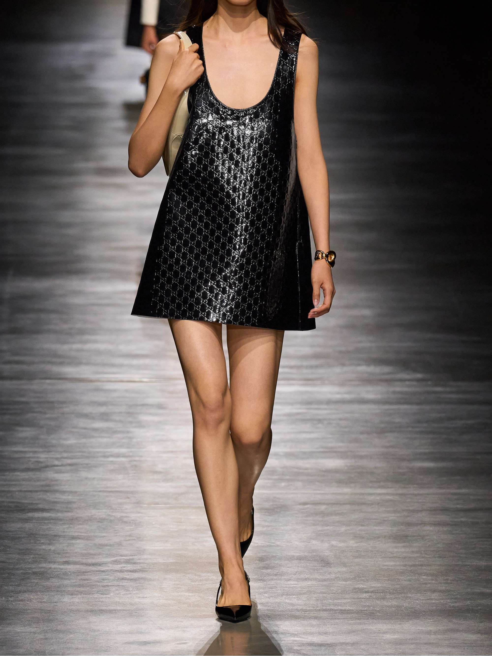 GUCCI Embossed crinkled patent-leather mini dress | NET-A-PORTER