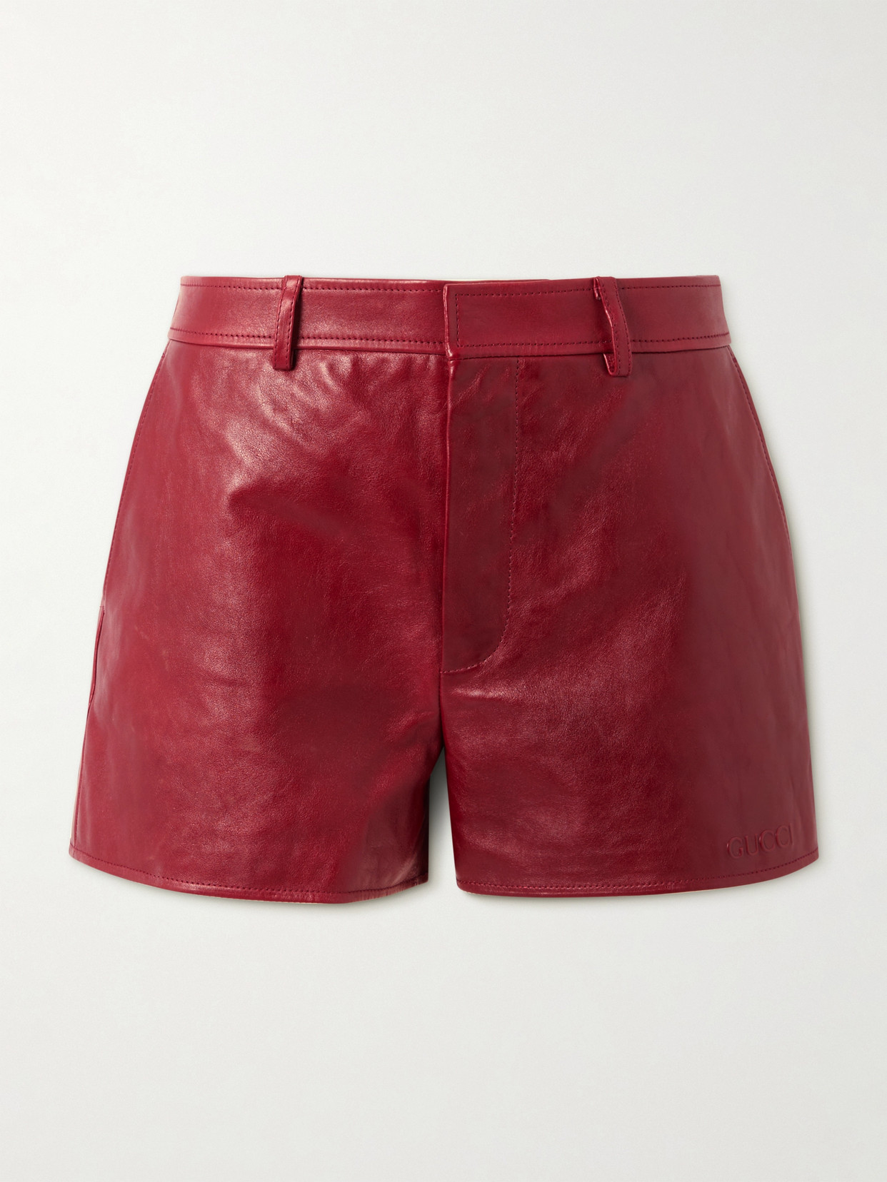 Gucci Leather Shorts In Red