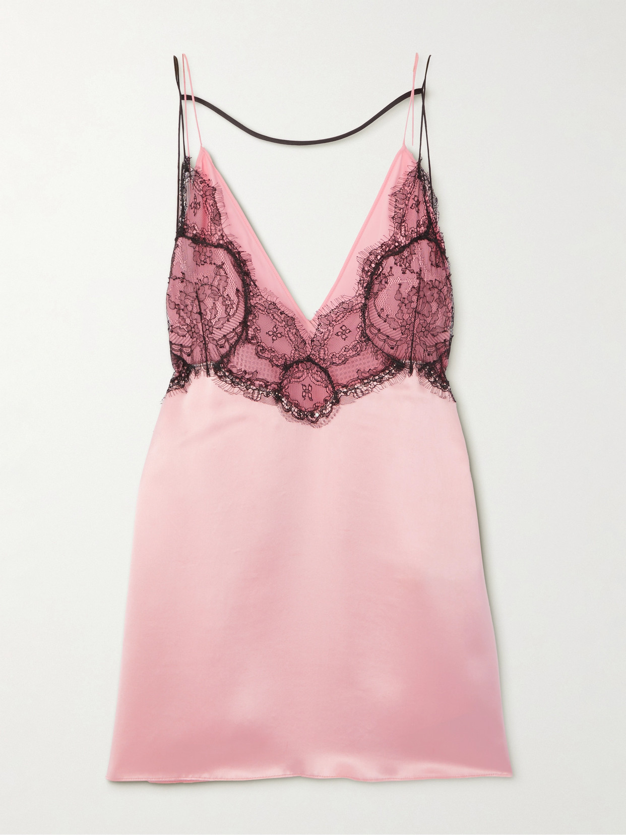 Gucci Open-back Leavers Lace-paneled Silk-blend Satin Mini Dress In White