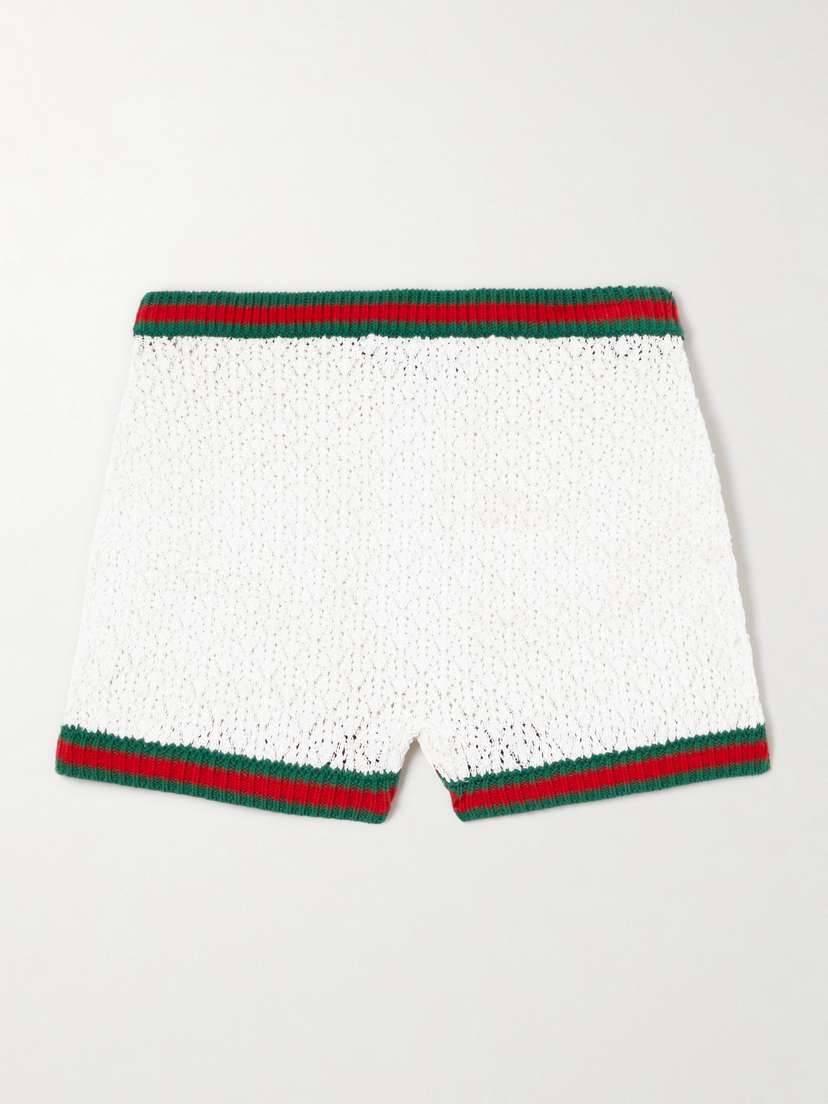 Gucci Striped Pointelle-knit Cotton-blend Shorts