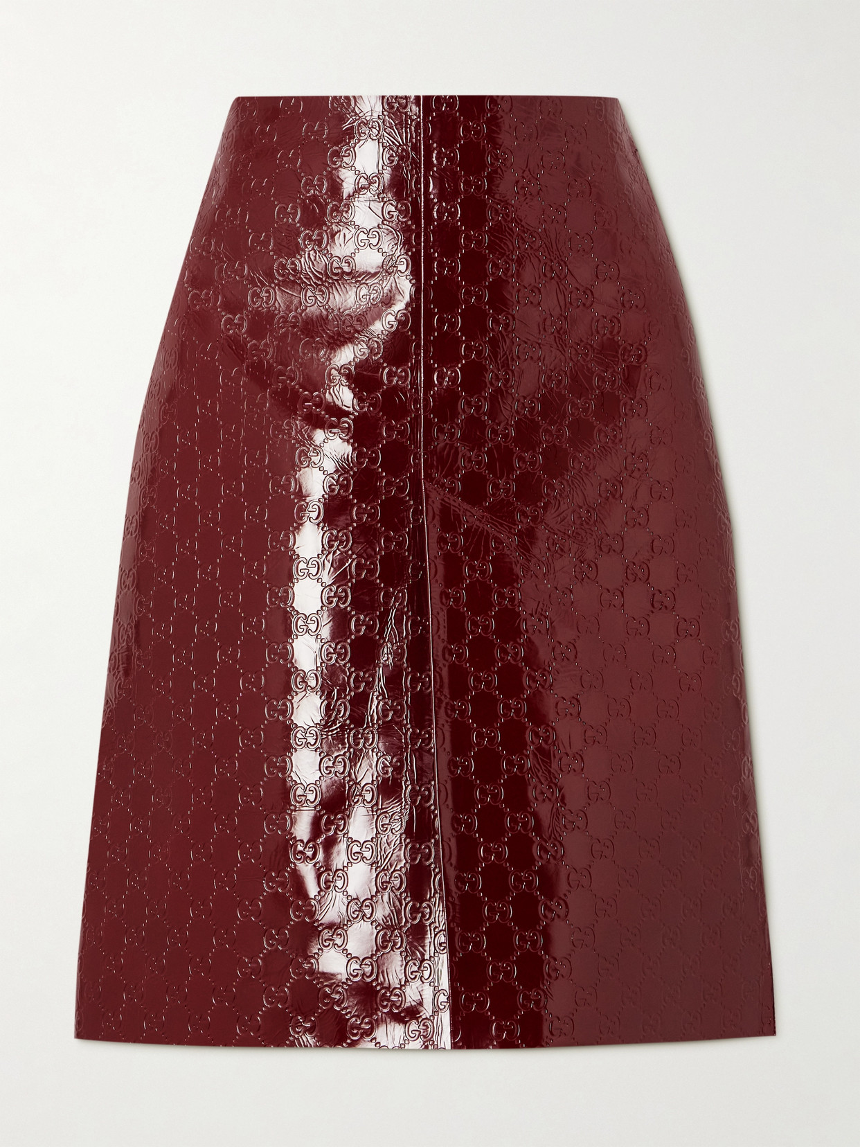 Gucci Women Midi Skirt With Embossed Gg Motif In Red