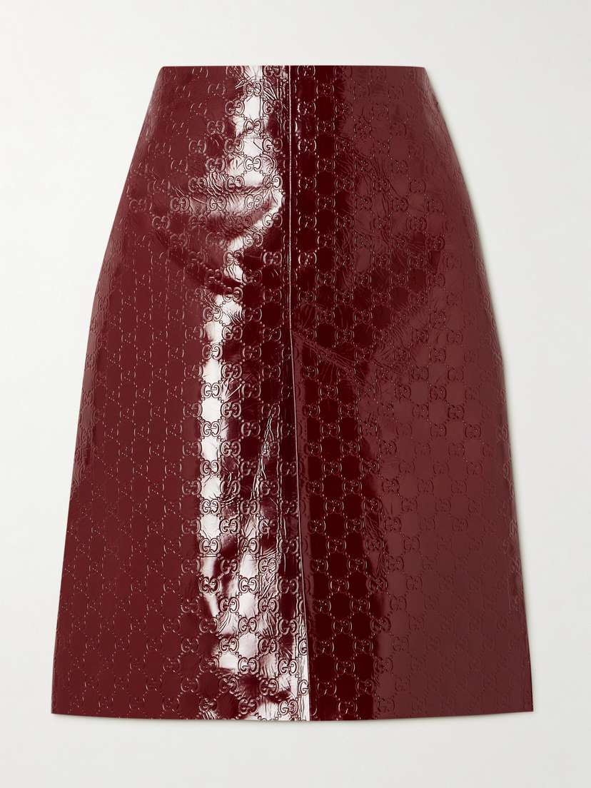Gucci Embossed Crinkled Patent-leather Skirt