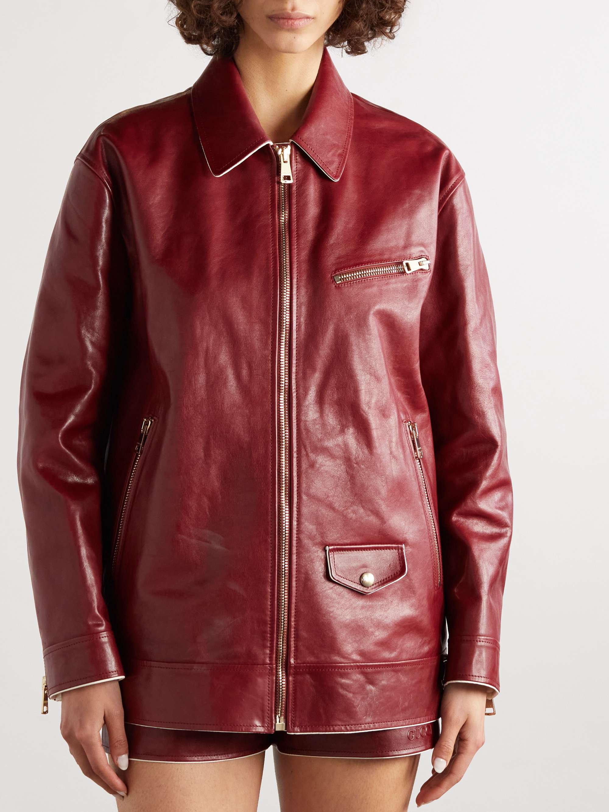 Gucci Brown Logo Biker Jacket main image 1