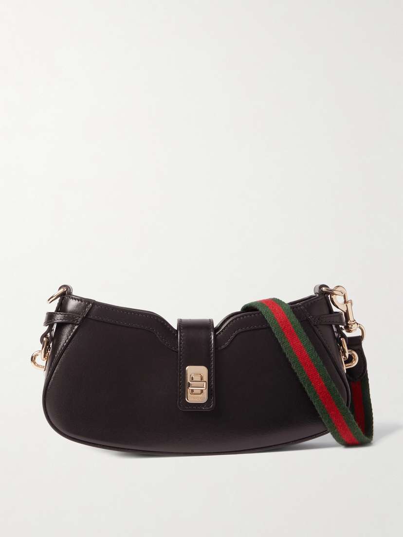 Gucci Webbing-trimmed Leather Shoulder Bag
