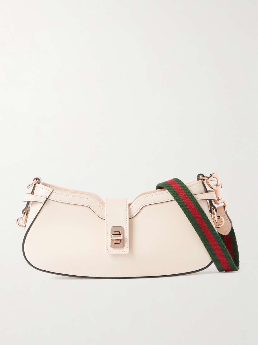 Gucci Webbing-trimmed Leather Shoulder Bag