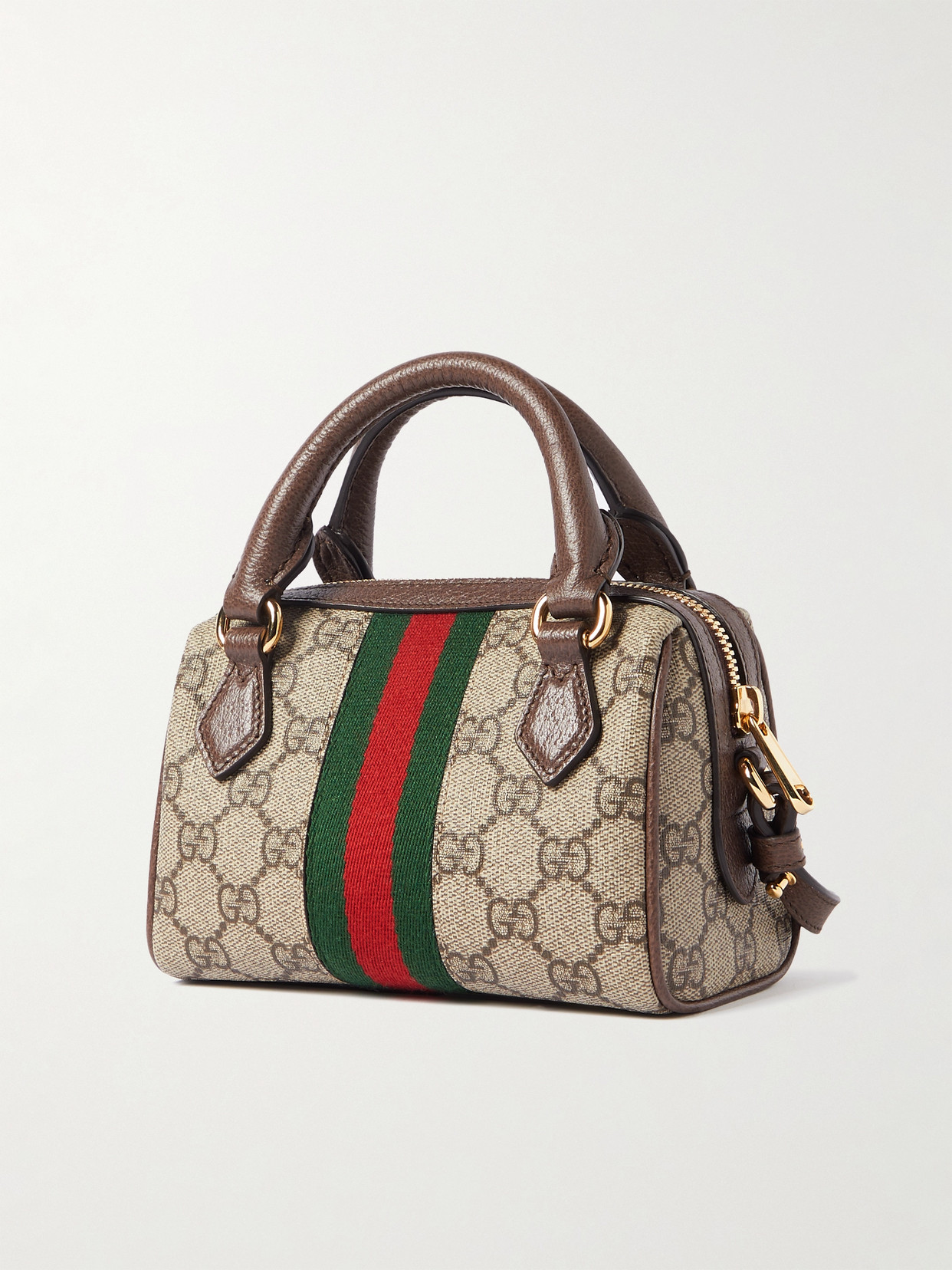 Ophidia Mini Leather-Trimmed And Webbing-Trimmed Printed Coated-Canvas Tote