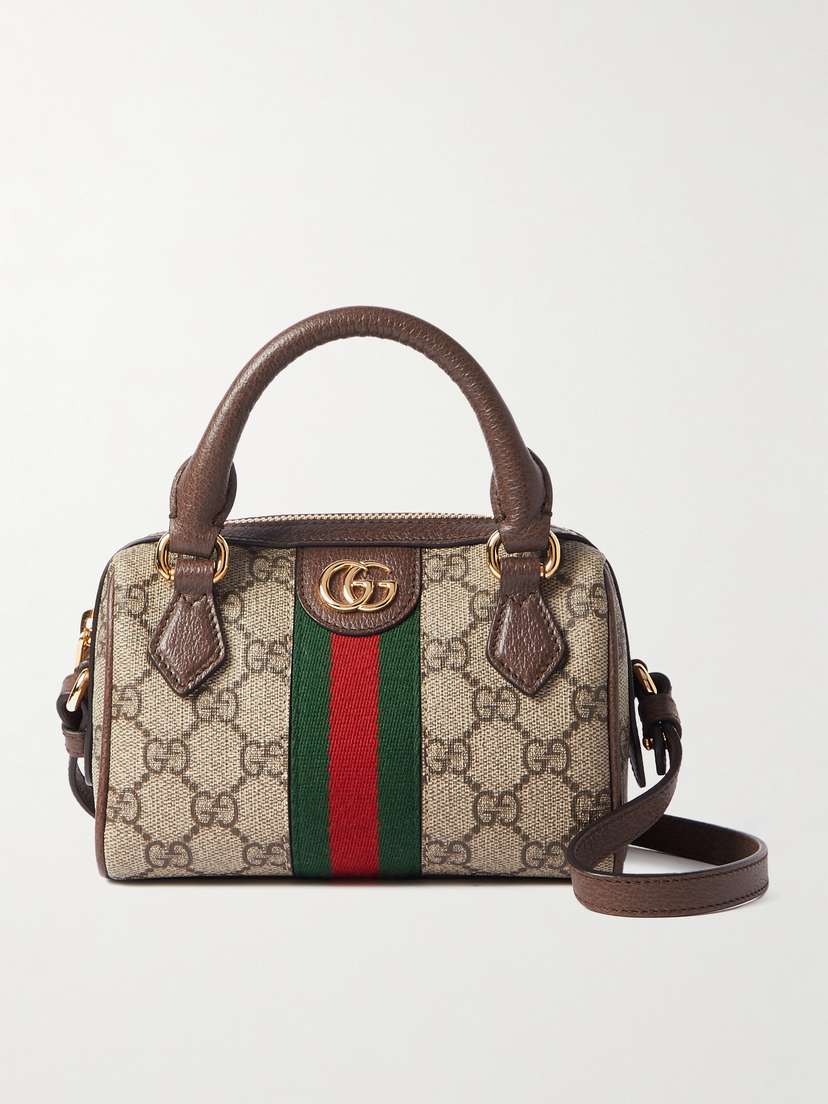 Gucci Ophidia Mini Leather-trimmed And Webbing-trimmed Printed Coated-canvas Tote