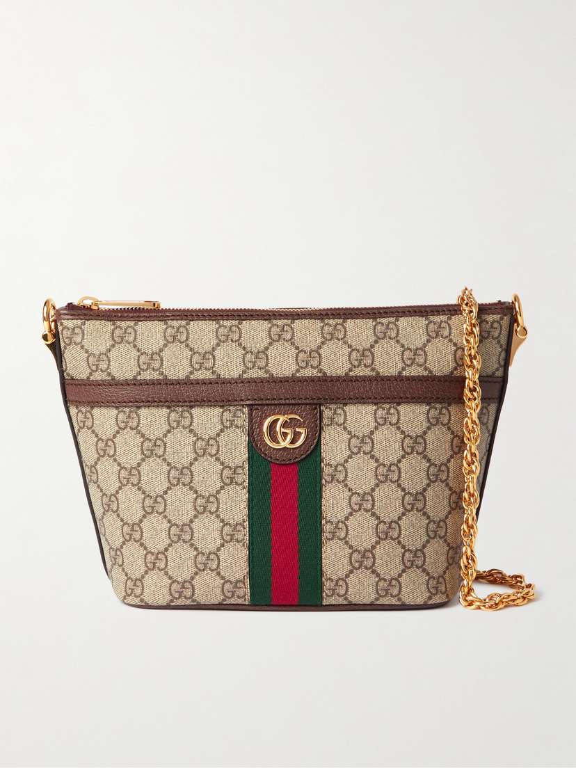 Gucci Ophidia Textured Leather-trimmed Printed Coated-canvas Shoulder Bag