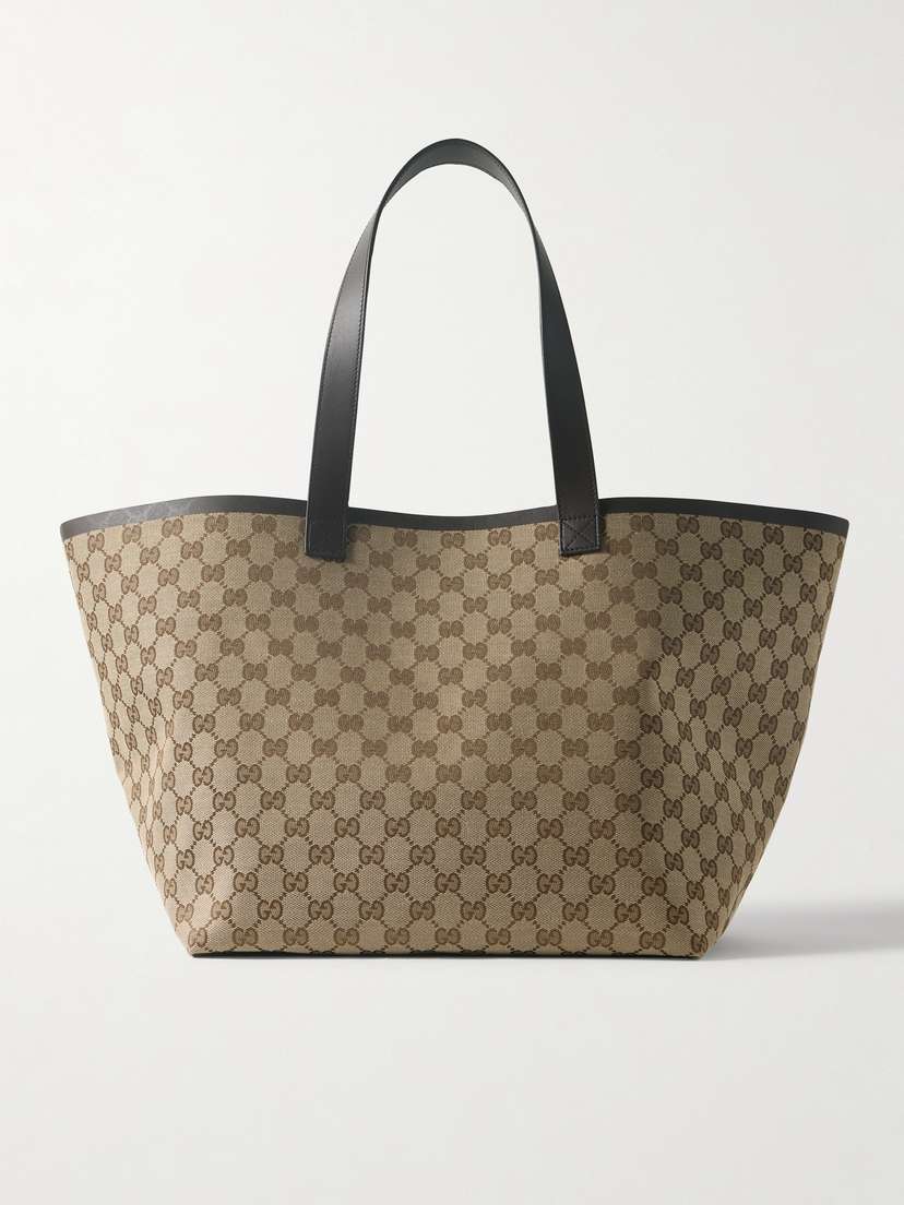 Gucci Leather-trimmed Coated Canvas-jacquard Tote