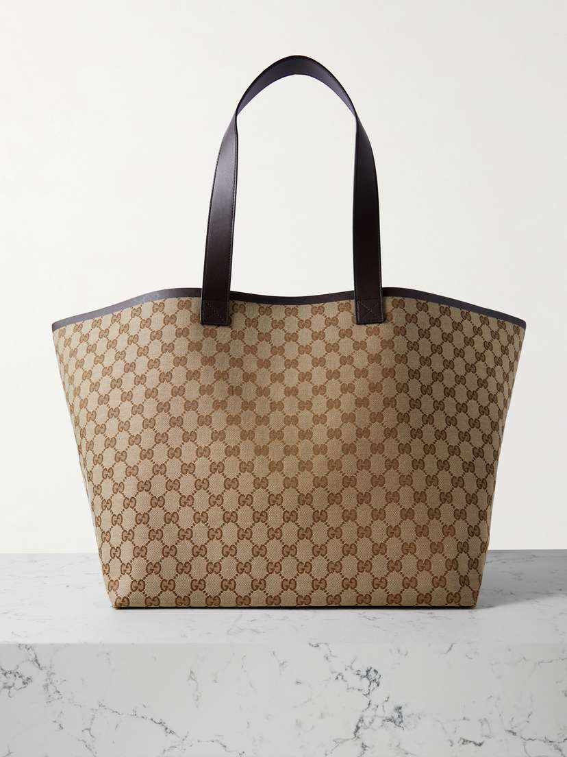 Gucci Super Leather-trimmed Printed Coated-canvas Tote
