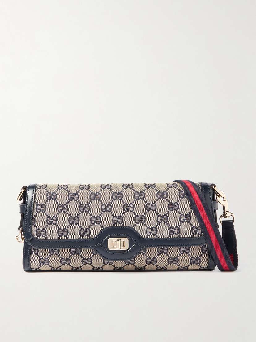 Gucci Luce Leather-trimmed Canvas-jacquard Shoulder Bag