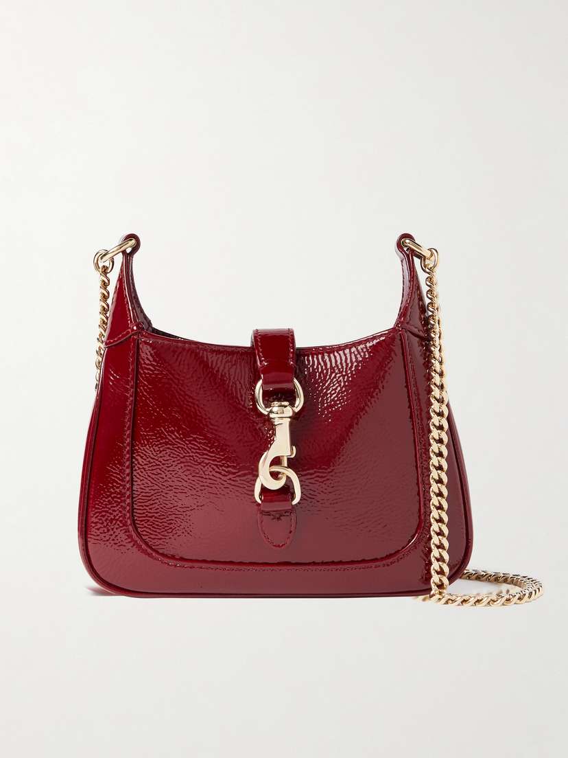 Gucci Jackie Notte Mini Crinkled Patent-leather Shoulder Bag