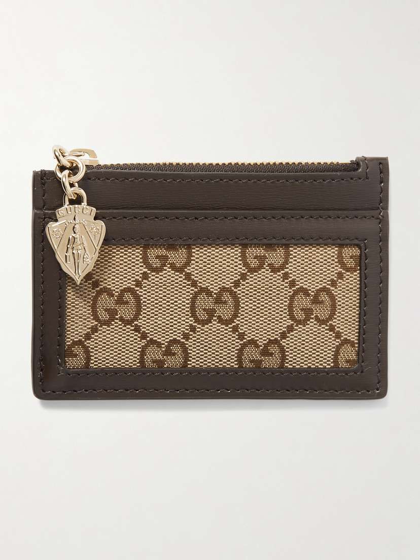 Gucci Luce Embellished Textured-leather And Canvas-jacquard Cardholder