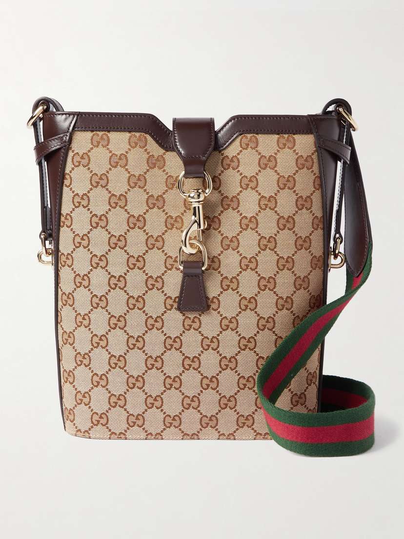Gucci Leather-trimmed Canvas-jacquard Shoulder Bag