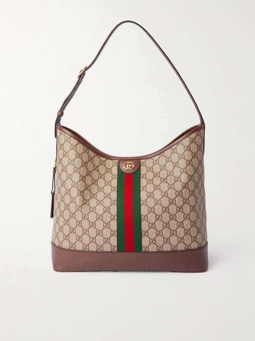 Gucci Ophidia Webbing And Textured Leather-trimmed Printed Coated-canvas Shoulder Bag