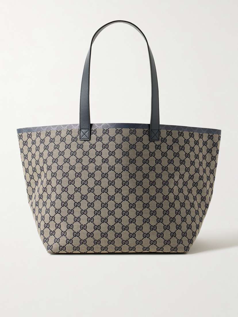 Gucci Reversible Leather-trimmed Coated Canvas-jacquard Tote