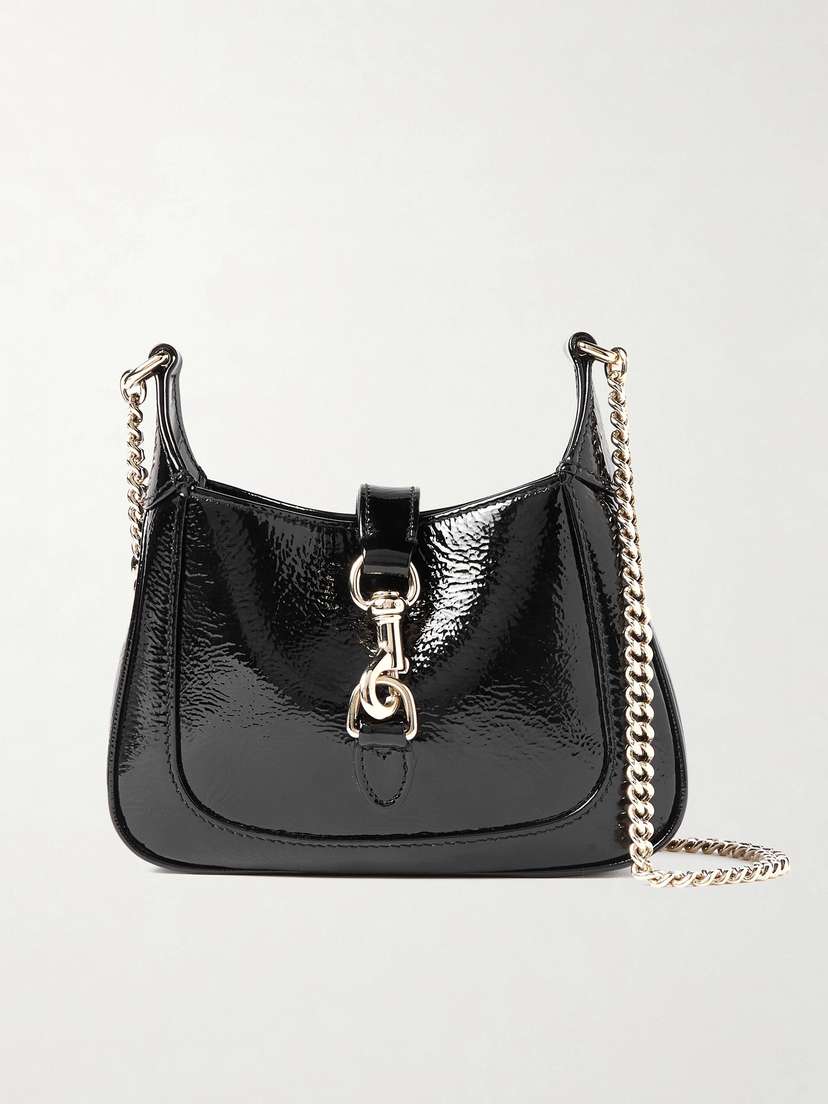 Gucci Jackie Notte Mini Crinkled Patent-leather Shoulder Bag
