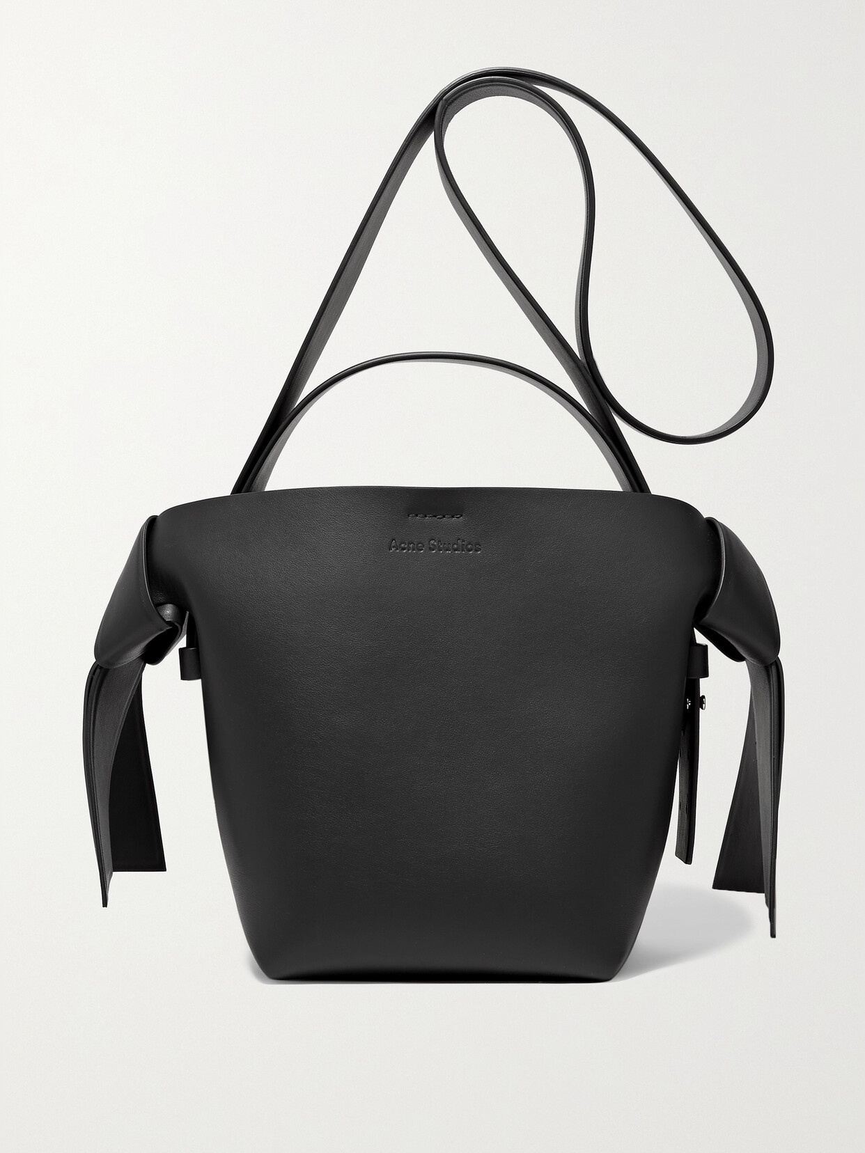 Acne Studios Musubi Mini Knotted Leather Shoulder Bag In Black