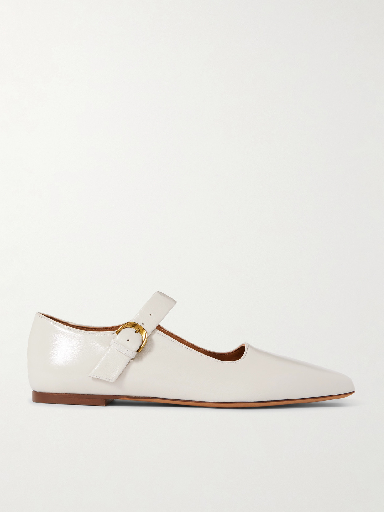 Emme Parsons Tramonto Glossed-leather Mary Jane Ballet Flats In Ivory