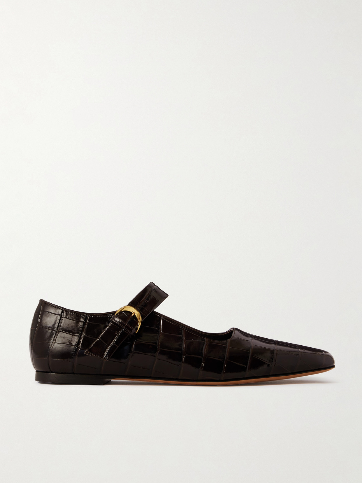 Emme Parsons Tramonto Croc-effect Leather Mary Jane Ballet Flats In Brown