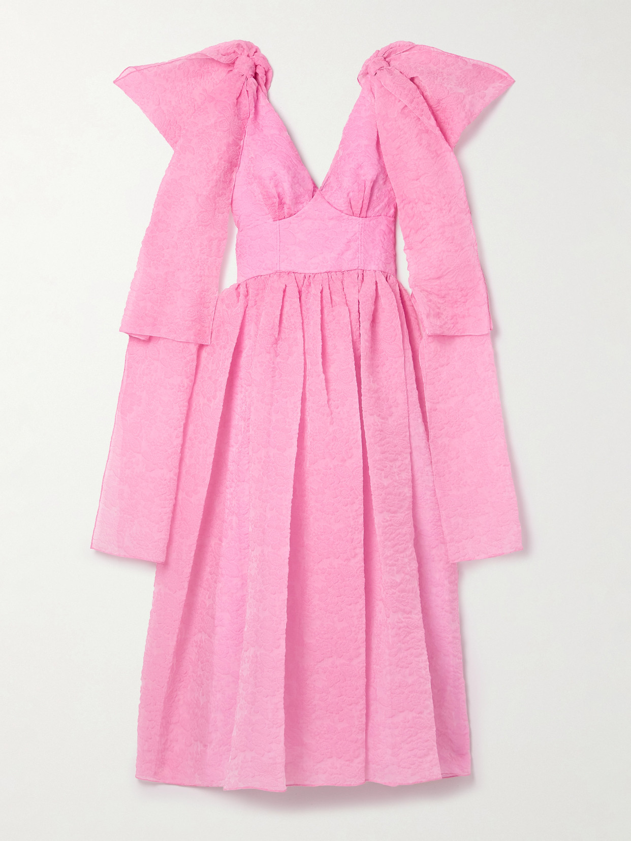 Erdem - Tie-detailed Organza-cloqué Midi Dress - Pink