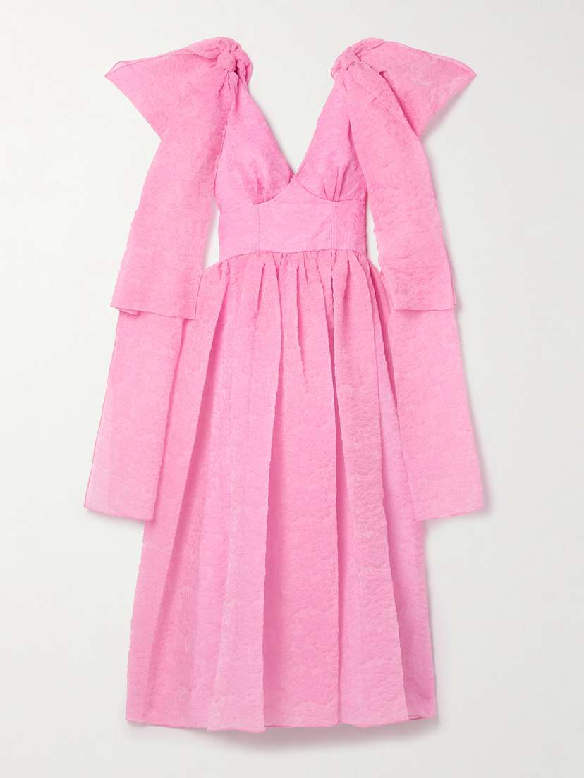 Erdem Tie-detailed Organza-cloqué Midi Dress