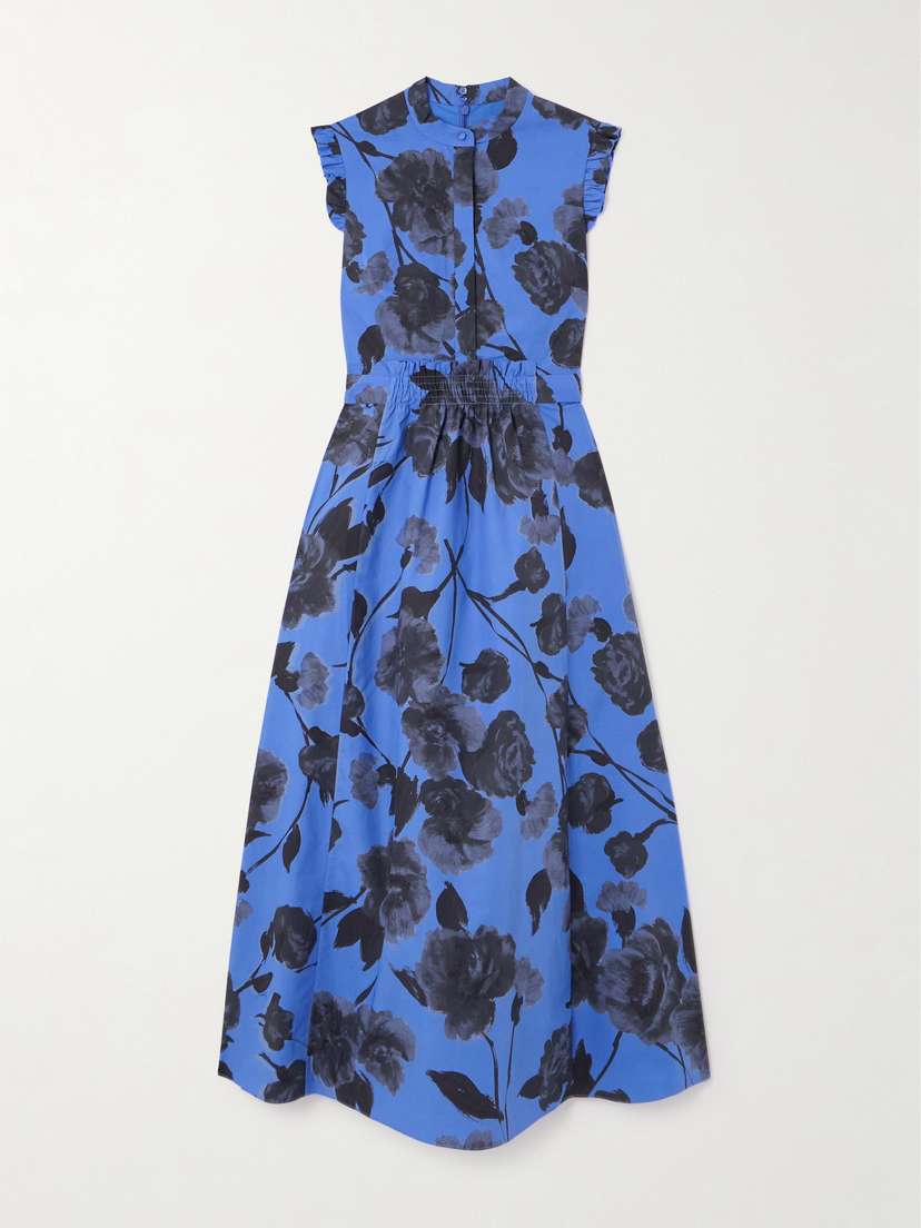 Erdem Sleeveless Floral-print Cotton-poplin Midi Dress - UK 18