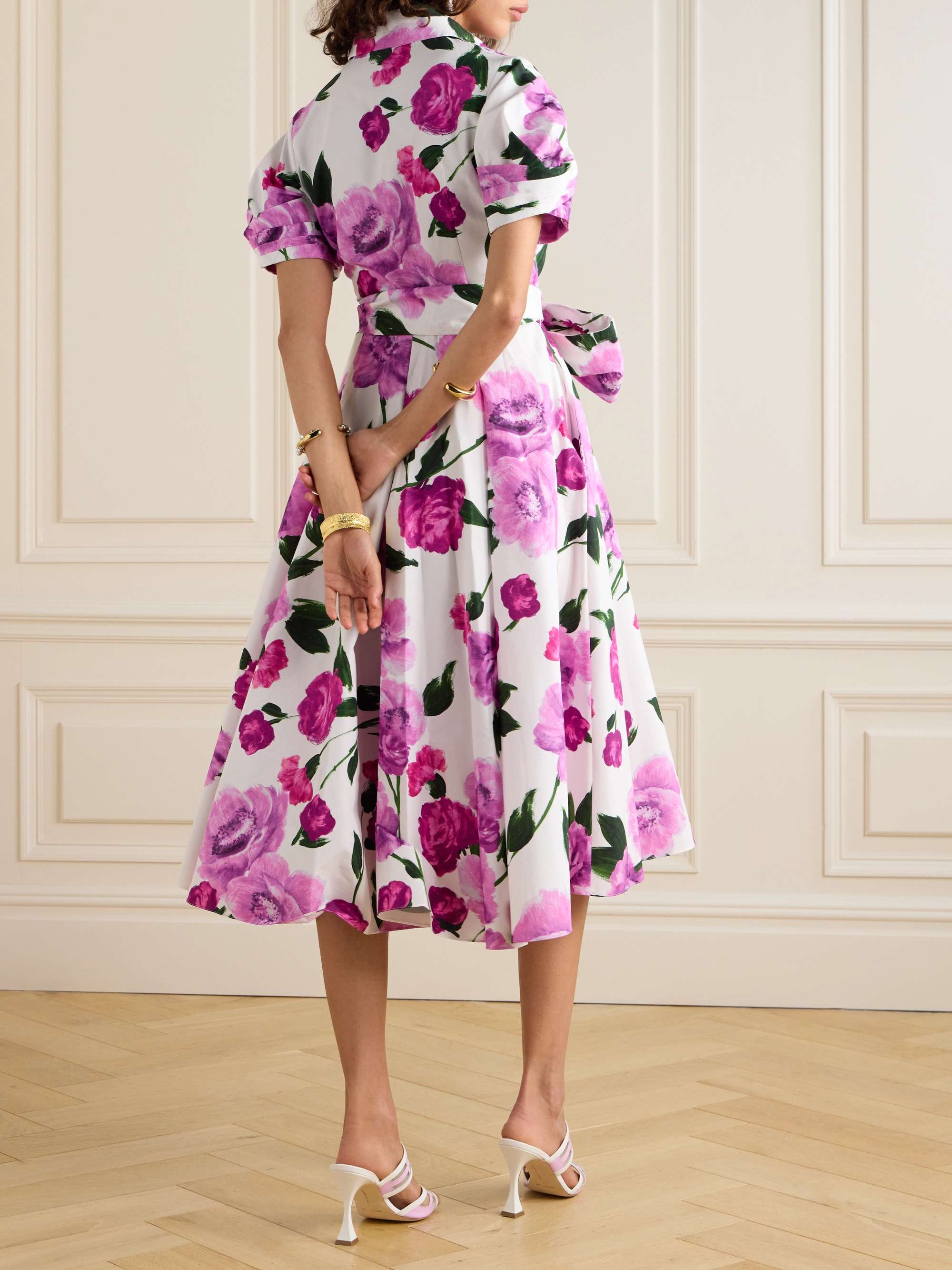 Nylen Shirt Dress In Pink Floral Border Print Cotton